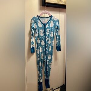 Little Sleepies Blue Snowman Print Zip-Up Pajama